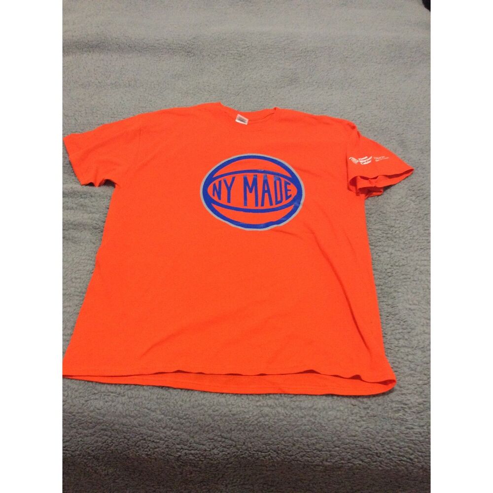 New York City Knicks NY MADE Basketball Logo Shirt XL Orange Vintage